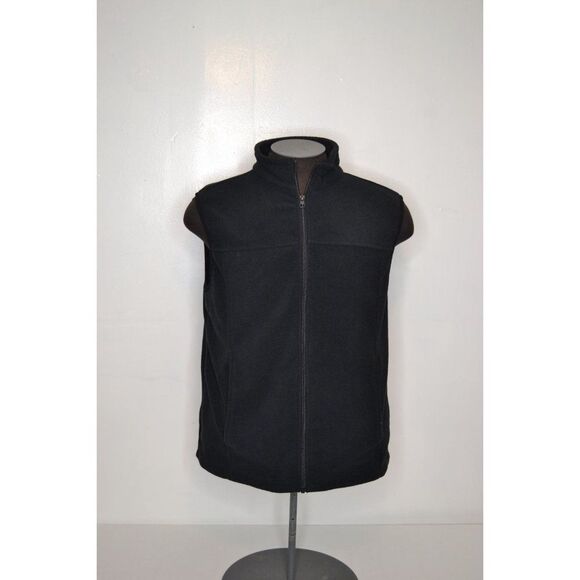 Bass Pro Shop Men's Medium Black Fleece Zip Up Vest - Picture 1 of 11